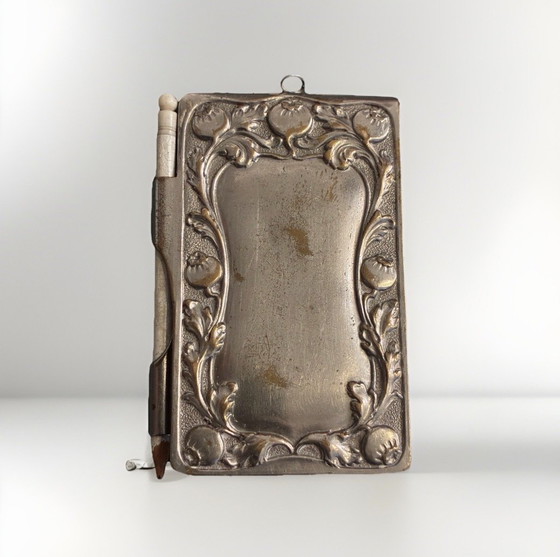 Image 1 of Notebook circa 1900 (Art Nouveau) with antique poppy relief