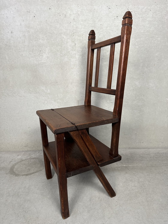 Image 1 of Sgabello/sedia antico da biblioteca