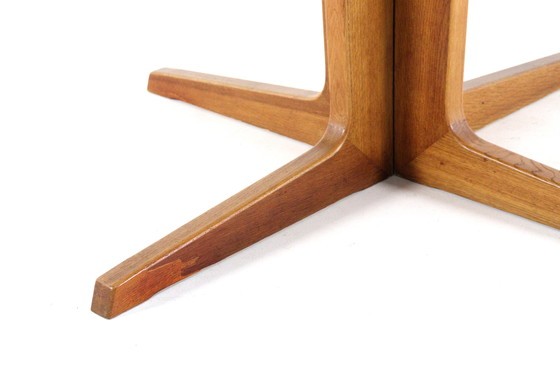 Image 1 of Bernhard Pedersen and Son round 2x extendable dining table Danish vintage