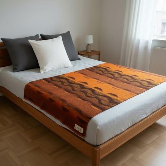 Aabe Zuiver Scheerwol Oranje En Bruine Wollen Deken Jaren 70 – Decoratieve objecten, Wool (photo 13 of 13)