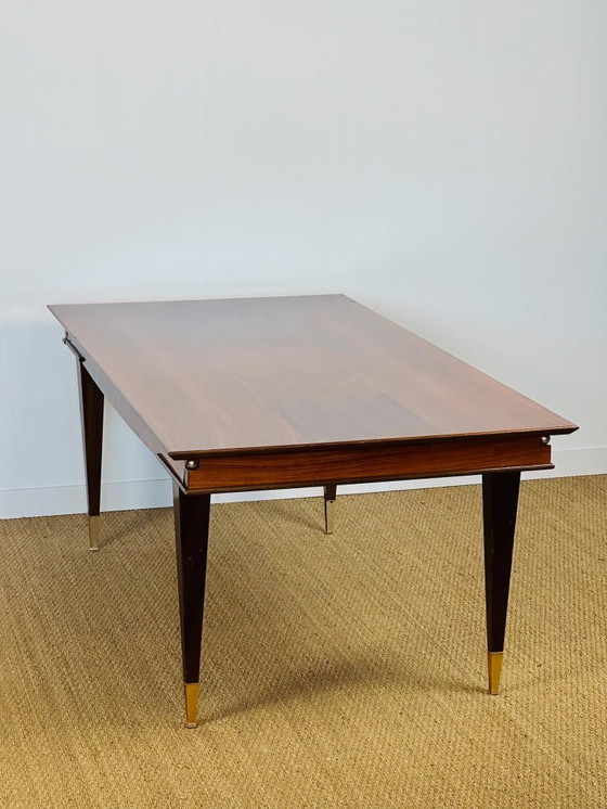 Image 1 of Modernist rosewood dining table with chevron marquetry, 1950