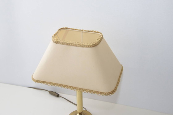 Image 1 of Brass table lamp with fabric border, 43cm, 90s vintage
