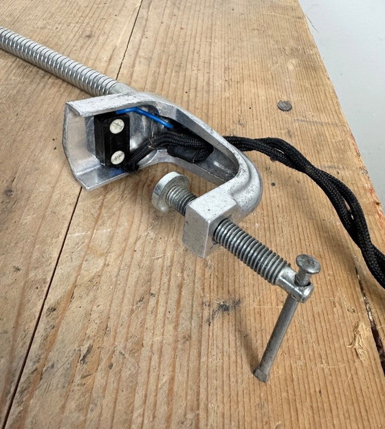 Image 1 of Lampada da tavolo vintage a collo di cigno grigia italiana di GCME, anni '50