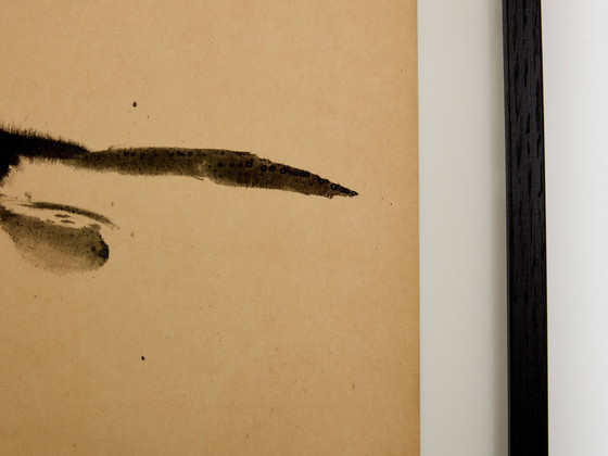 Image 1 of T’ang Haywen signed diptych ink on beige paper 1970