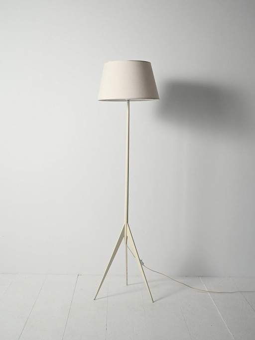 White-lacquered tripod floor lamp, 50/60s