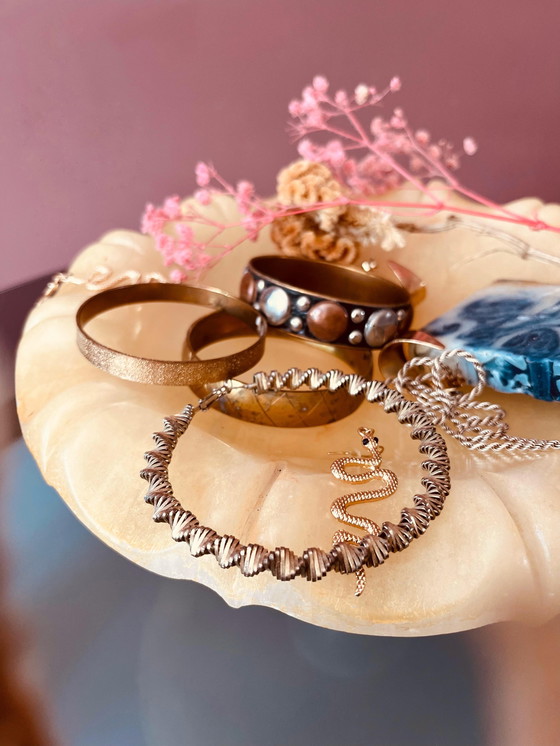 Image 1 of Cuenco de alabastro sobre base de latón - Alabastras Miquel