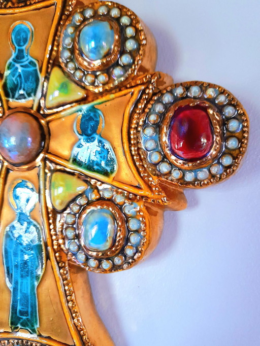 Marc Roussel glazed ceramic cross