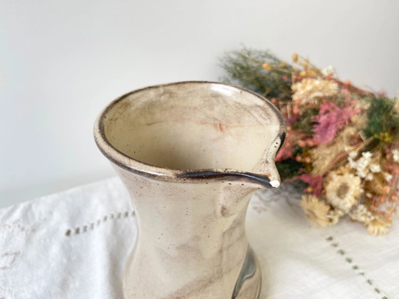 1970s Les Grottes Dieulefit Floral Pattern Ceramic Pitcher – Glass & Decanter, Rustic (photo 8 of 10)