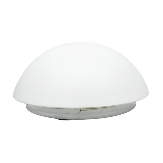 Image 1 of Vintage Peill & Putzler spherical flush-mount light, model 71207 (1970s), opal glass, UFO/retro style.