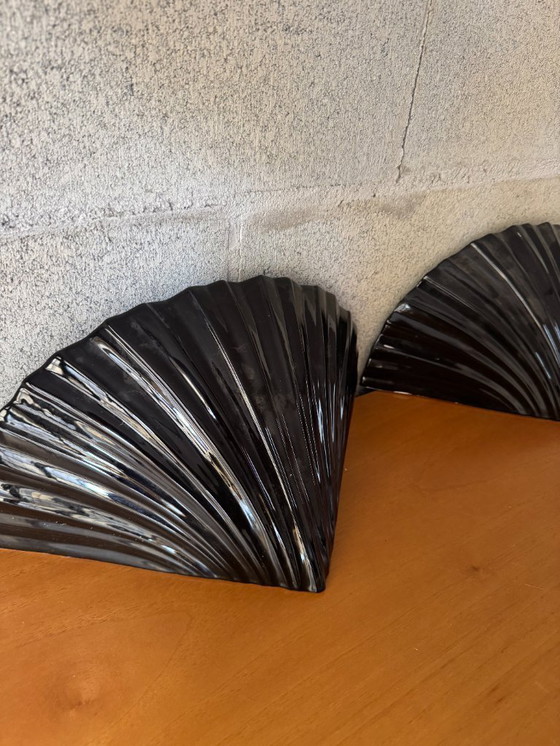 Image 1 of 2 lampade da parete vintage a conchiglia blu