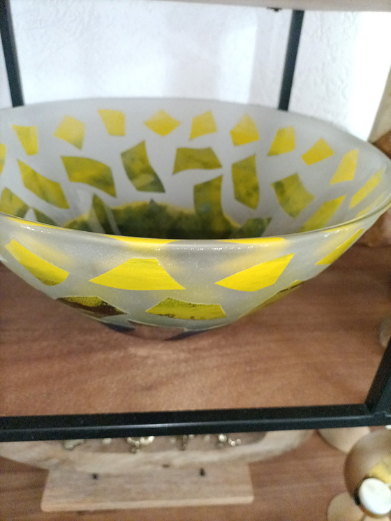 Image 1 of Magnifique bol en verre soufflé à la main Unique 30 cm