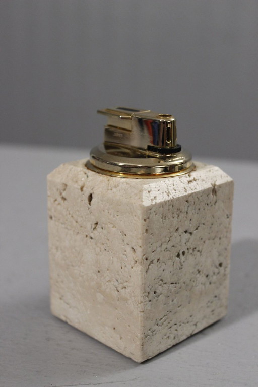 Briquet de table vintage en travertin design Italie 1970s Cerri Nestore