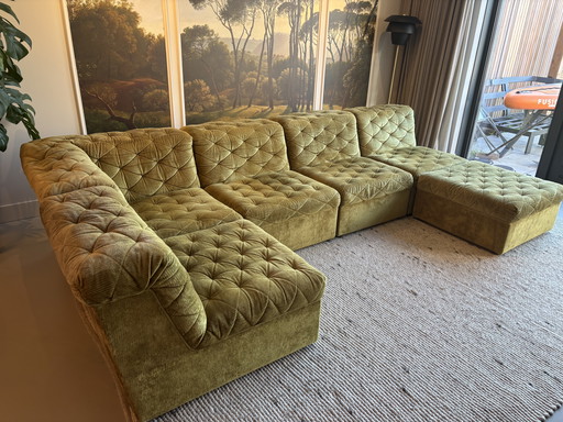 Vintage sofa Laauser jaren 70 groen velours 