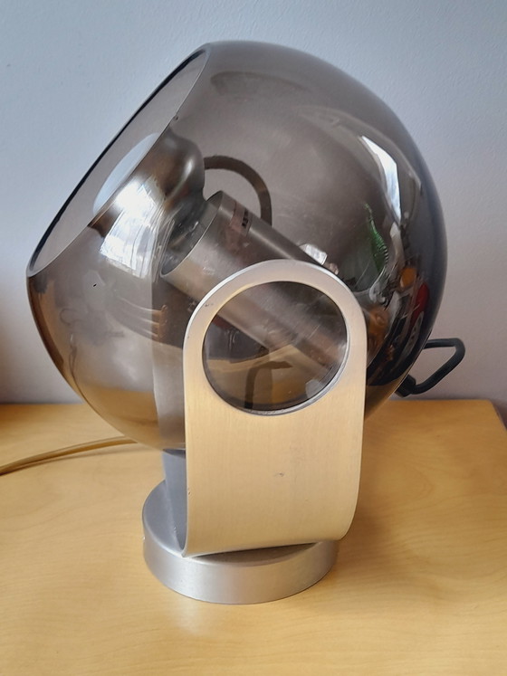 Image 1 of Spotlight uit de jaren 70 met rookglas en verchroomd metaal.