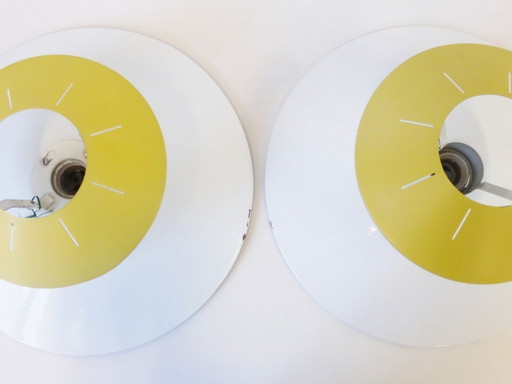 Lampada da soffitto o da parete gialla Louis Kalff Philips, stile rockabilly vintage anni '50
