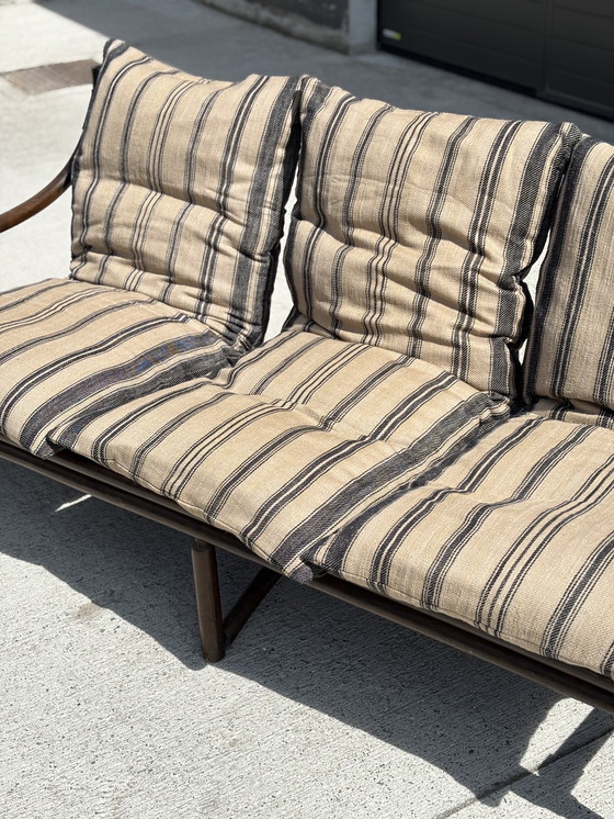 Image 1 of Vintage 3-seater bamboo sofa - new cushions - boho / safari style