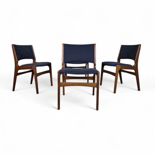 4x Erik Buch vintage jaren 60 Deense stoel gerestaureerd teak