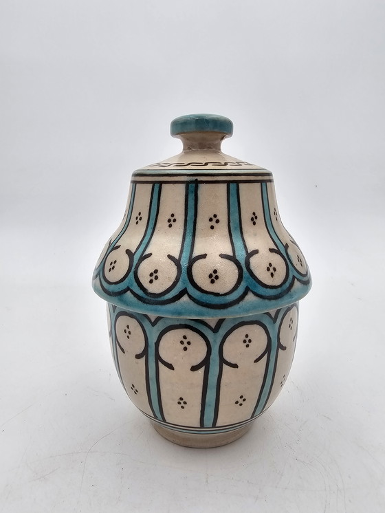 Image 1 of Moroccan Blue And White Ceramic Pot Xixème Siècle