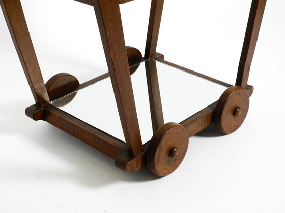 Image 1 of Hermoso y único carrito de bar con carrito de té de la década de 1930 hecho de madera maciza de roble