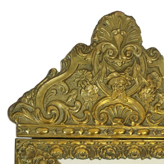 Image 1 of Miroir à coussin ancien Miroir Repousse France