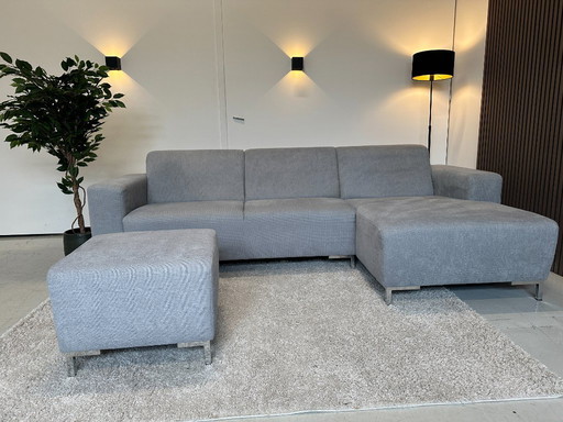Canapé d'angle gris avec pouf 270x150cm