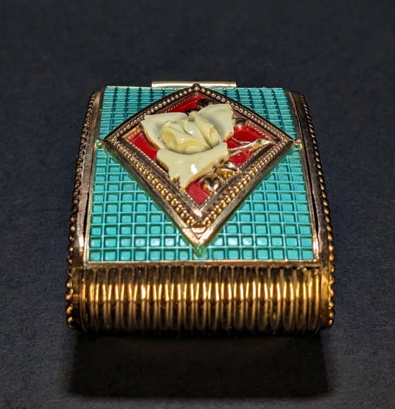 Art Deco Gilt Spelter Jewelry Box - 1950 – Decorative Objects, Metal, Velvet (photo 7 of 8)