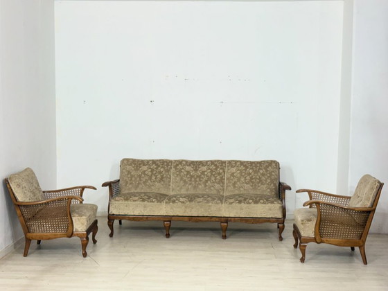Image 1 of Chippendale bankstel / zitmeubelset / bank en fauteuils – vintage uit de jaren 60
