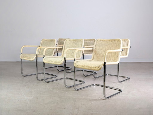 Juego de 6 sillas voladizas Tecta D41 originales de estilo Bauhaus con diseño ligero