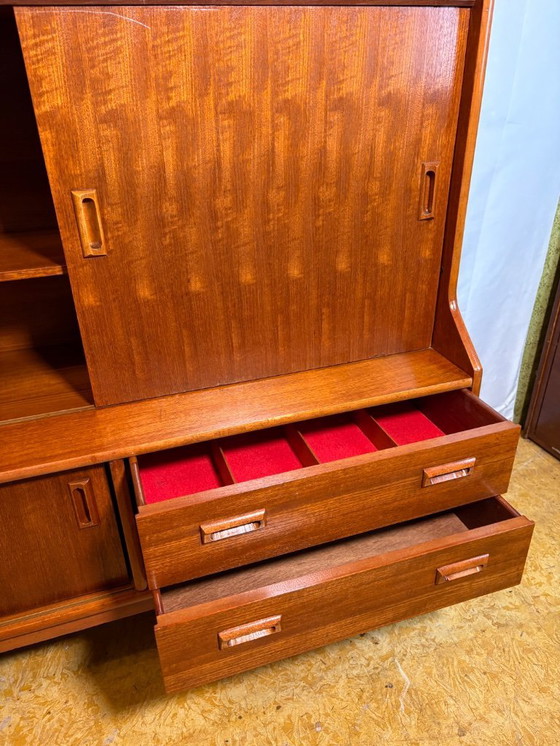 Image 1 of Danish-Style Mid Century Modern Teak Highboard by Elliotts of Newbury (Circa 1960)  A striking mid century modern teak highboard