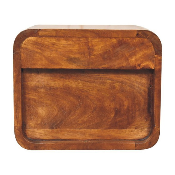 Image 1 of Mango wood floating classic bedside table with chestnut wood finish