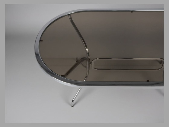 Gastone Rinaldi Table de salle à manger en chrome et verre fumé, Italie, années 70 – Tables de salle à manger (photo 6 of 7)