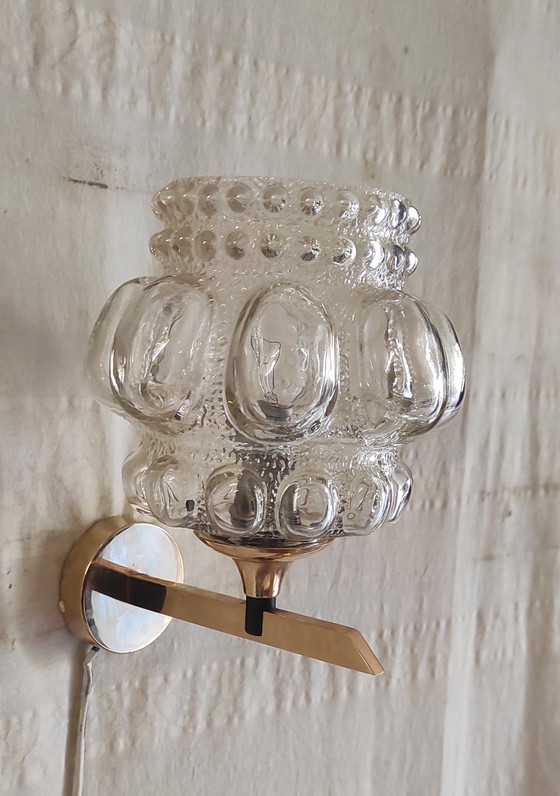 Apliques de pared de latón dorado y cristal, de Helena Tynell - década de 1970 – Glass (photo 6 of 10)