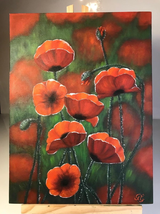 Image 1 of Pintura al óleo - Irina Gauss - Amapolas en verano
