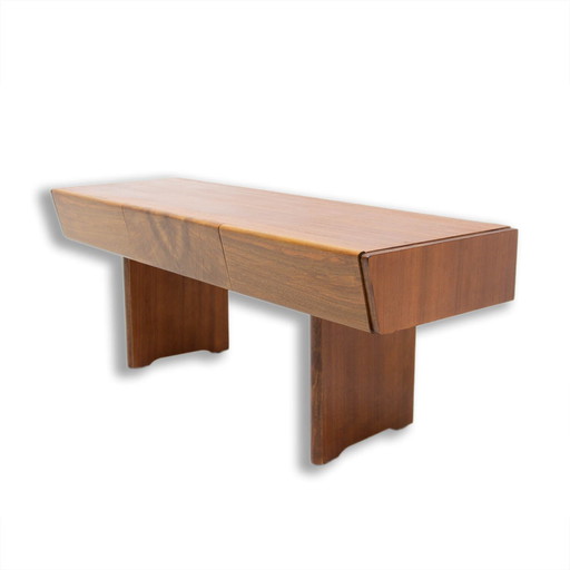 Table basse en noyer avec tiroirs, Tchécoslovaquie, années 70