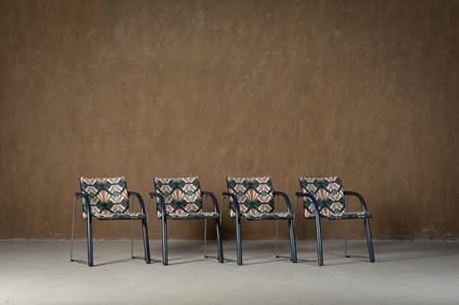 Sillón Vintage A 320 de Wulf Schneider & Ulrich Boehme para Thonet años 80 en terciopelo Eltham Palace (set de 4)