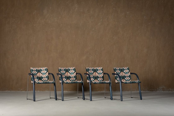 Image 1 of Vintage A 320 Armchair by Wulf Schneider & Ulrich Boehme for Thonet 1980’s in Eltham Palace Velvet (set of 4)