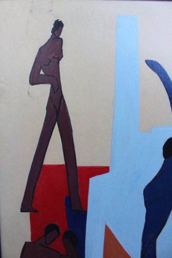 Image 1 of Vintage Figurative Abstract Nudes Painting