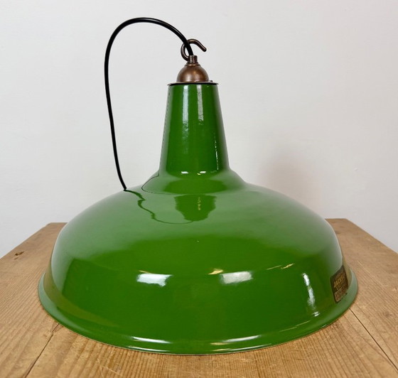 Lámpara colgante industrial de esmalte verde de Jackson Electrical Co., década de 1960 – Lámparas colgantes (photo 11 of 18)