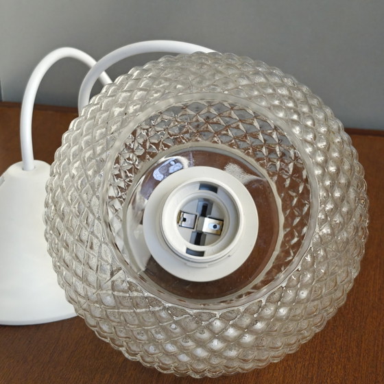 Image 1 of Vintage hanglamp met bolvormig glas, 14 cm – Plafondlamp uit het midden van de 20e eeuw – Opnieuw bedraad
