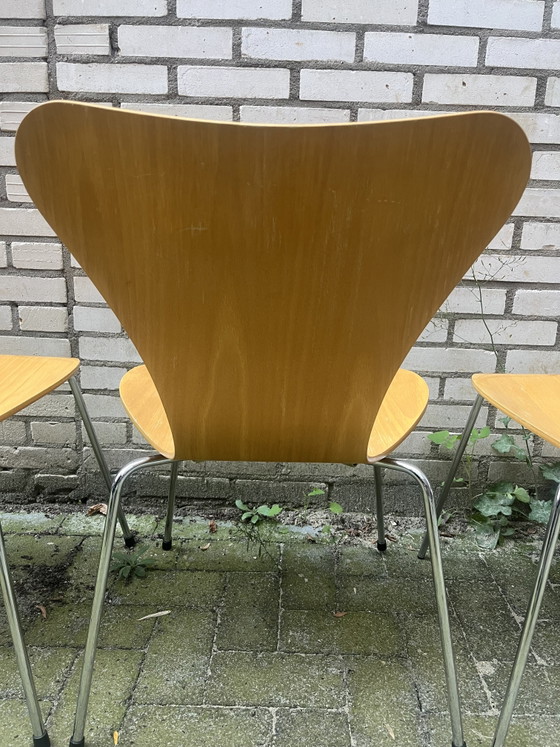 Set de 8x Series 7 “Vlinder Stoel” Fritz Hansen – Chaises de salle à manger, Chrome, Wood (photo 13 of 13)