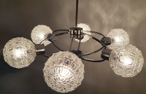 Sputnik lamp, presumably by Richard Essig, 6-light – kroonluchters, Chrome (photo 2 of 10)