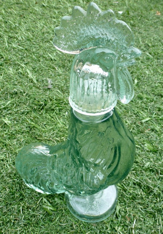 Image 1 of 2x Vintage Glazen karaffen in de vorm van Hond en Haan.