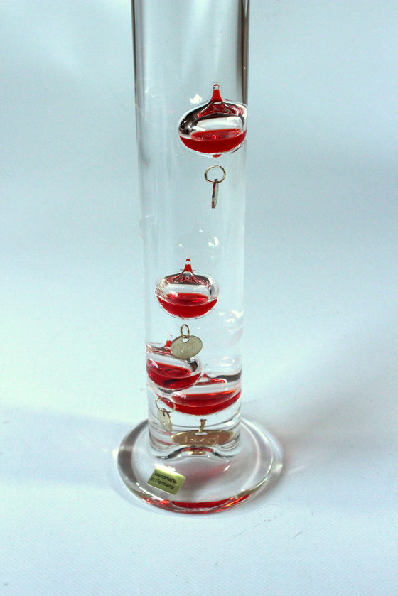 Image 1 of Xl Grote Galileo Thermometer - Handgemaakt - Mondgeblazen - Glas/Metaal - Vintage