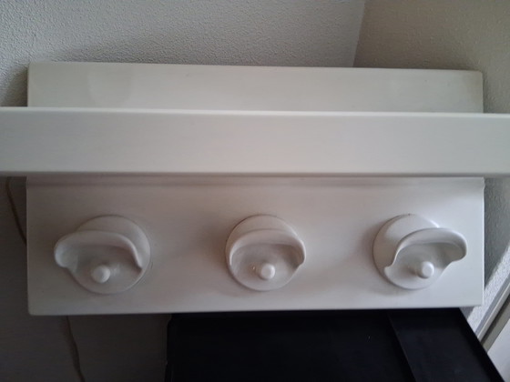Image 1 of Vintage Separate Kartell Coat Rack Hat Shelf White, With 3 Coat Rack Hooks