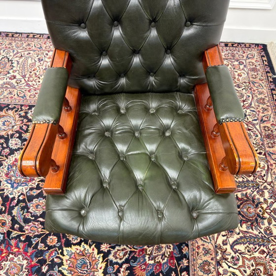 Sedia da Ufficio Chesterfield Inglese Verde President Chair – Sedie da ufficio, Leather, Wood (photo 6 of 7)