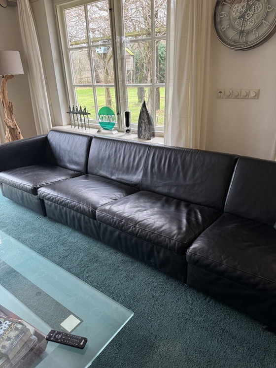 Image 1 of Sehr luxuriöses 4-Sitzer-Sofa aus schwarzem Leder
