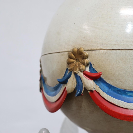 Image 1 of Lámpara de araña con globo aerostático de diseño francés Toleware, antigüedades modernas de los años 50