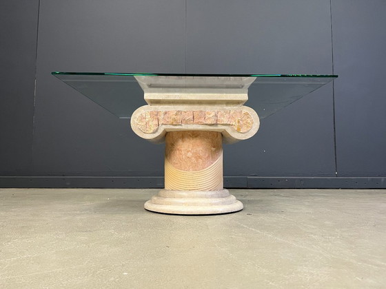 Image 1 of Table basse à colonnes tessellées de Maitland Smith, années 1970