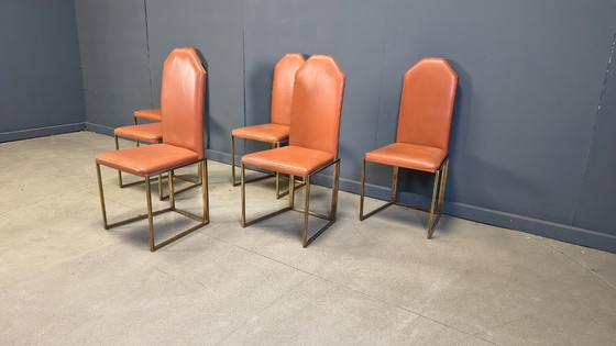 Image 1 of Vintage brass dining chairs by Belgo chrom, 1970s 