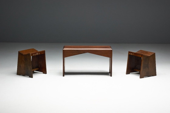 Image 1 of Mid-Century Walnut Bench, France, Late 20th Century